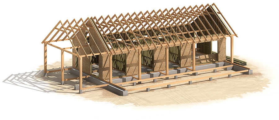 Timber framework under construction