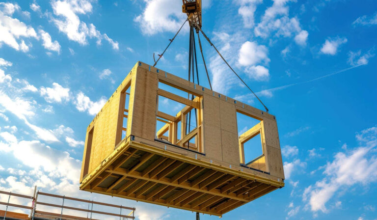 http://Crane%20lifting%20wooden%20prefabricated%20structure